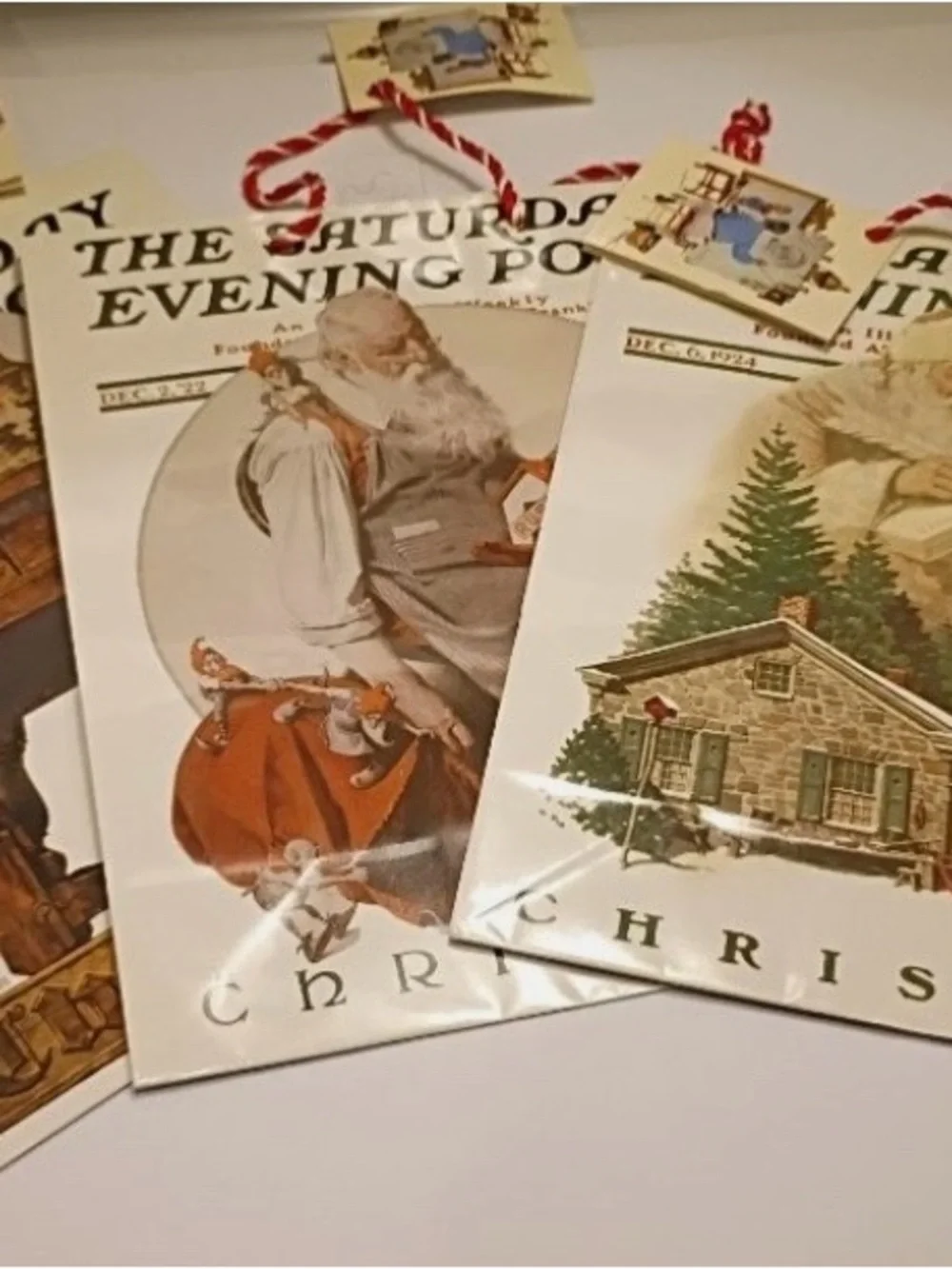 Bundle of 17 Vintage Norman Rockwell Christmas Gift Bags - Various sizes